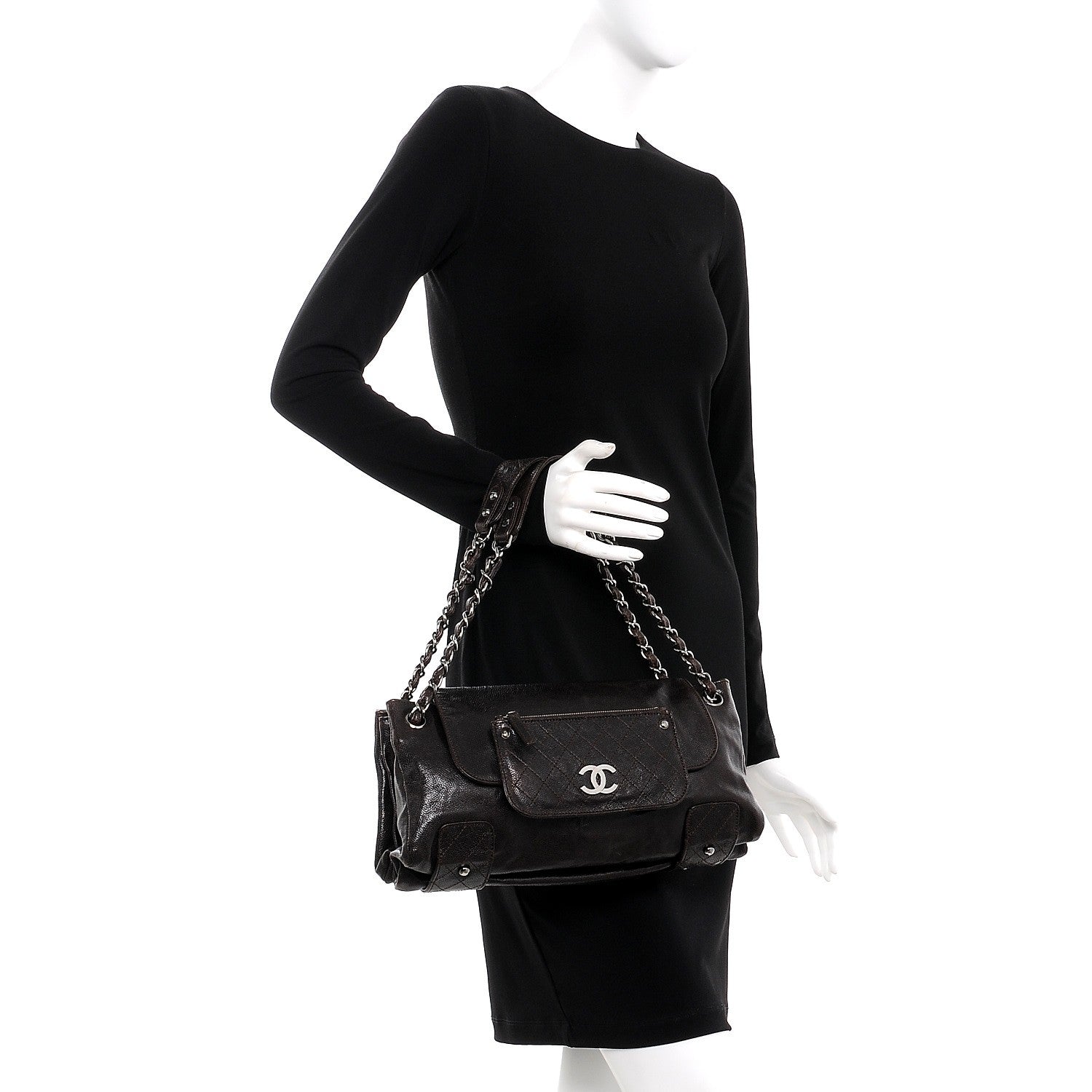 Chanel Glazed Caviar Pocket In The City Tote Brown 2 of 7