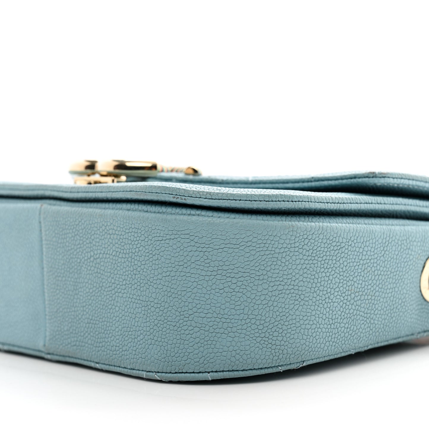 Grained Calfskin Quilted Small Cuba Top Handle Flap Blue