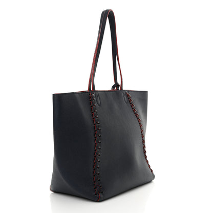 Louis Vuitton Calfskin Braided Lockme Cabas Marine Rouge 3 of 14