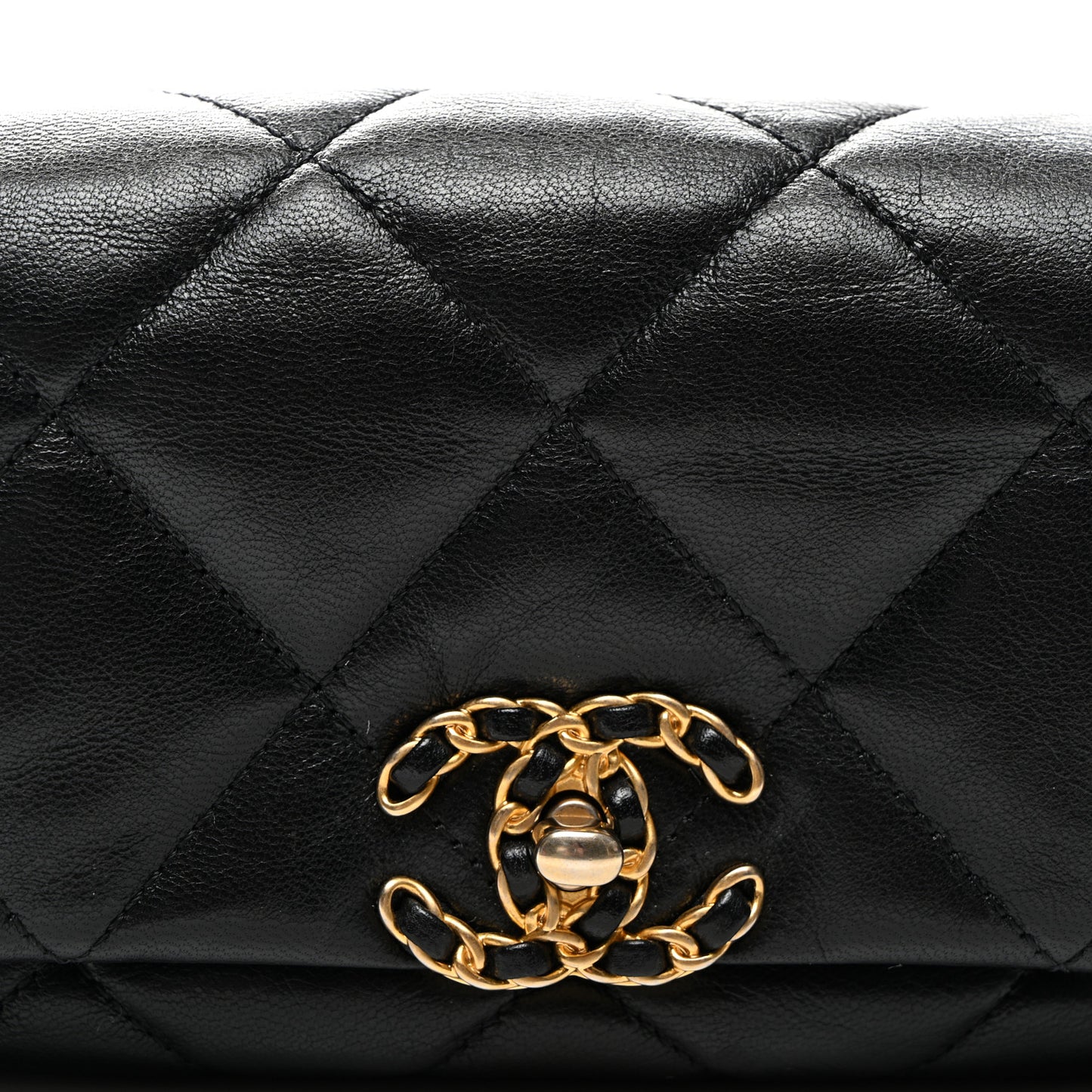 Goatskin Quilted Chanel 19 Waist Bag Black