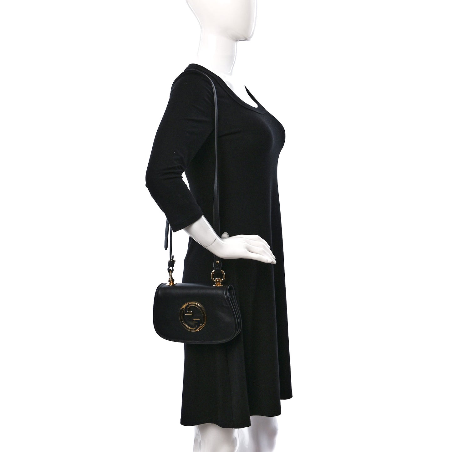 Roxy Calfskin Web Mini Blondie Shoulder Bag Black