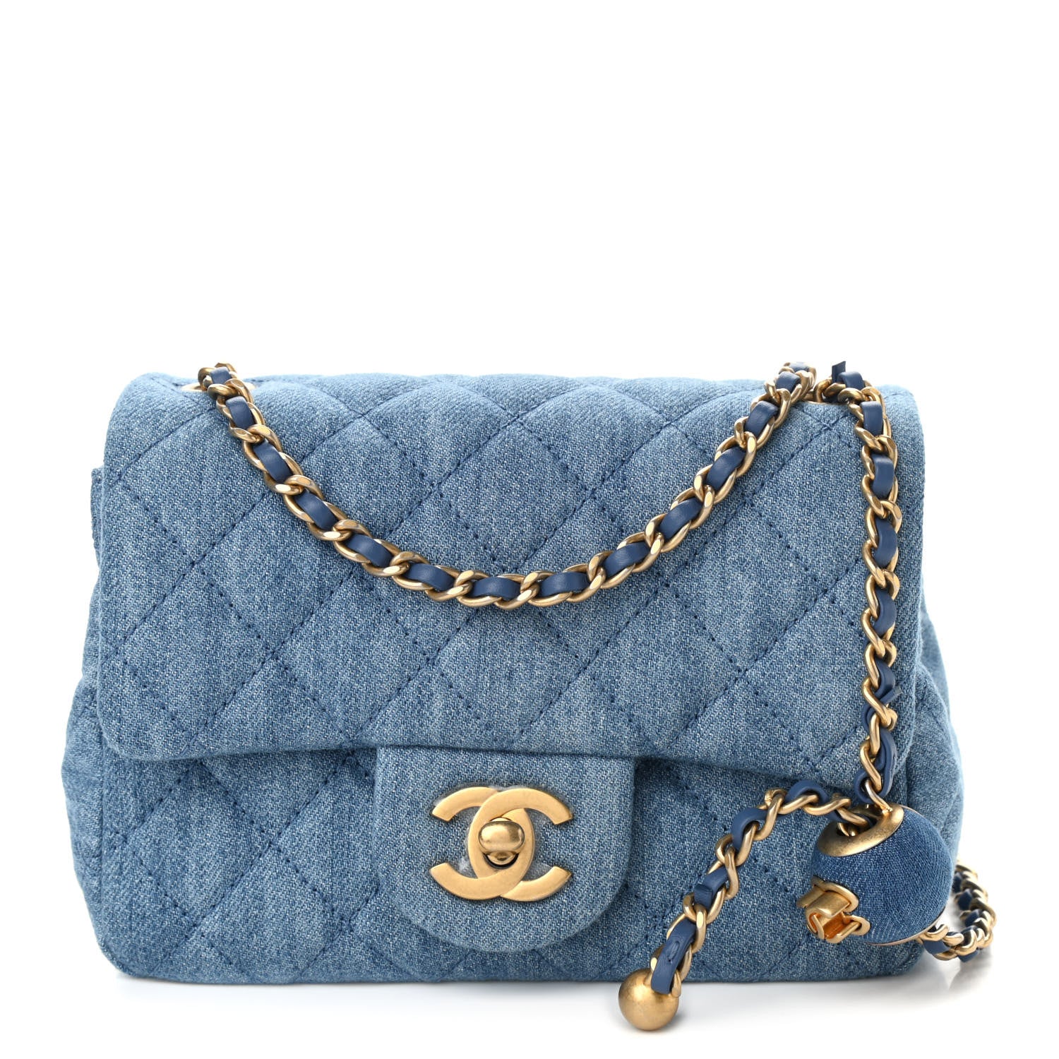 Chanel Denim Quilted Mini Pearl Crush Flap Blue 1 of 9
