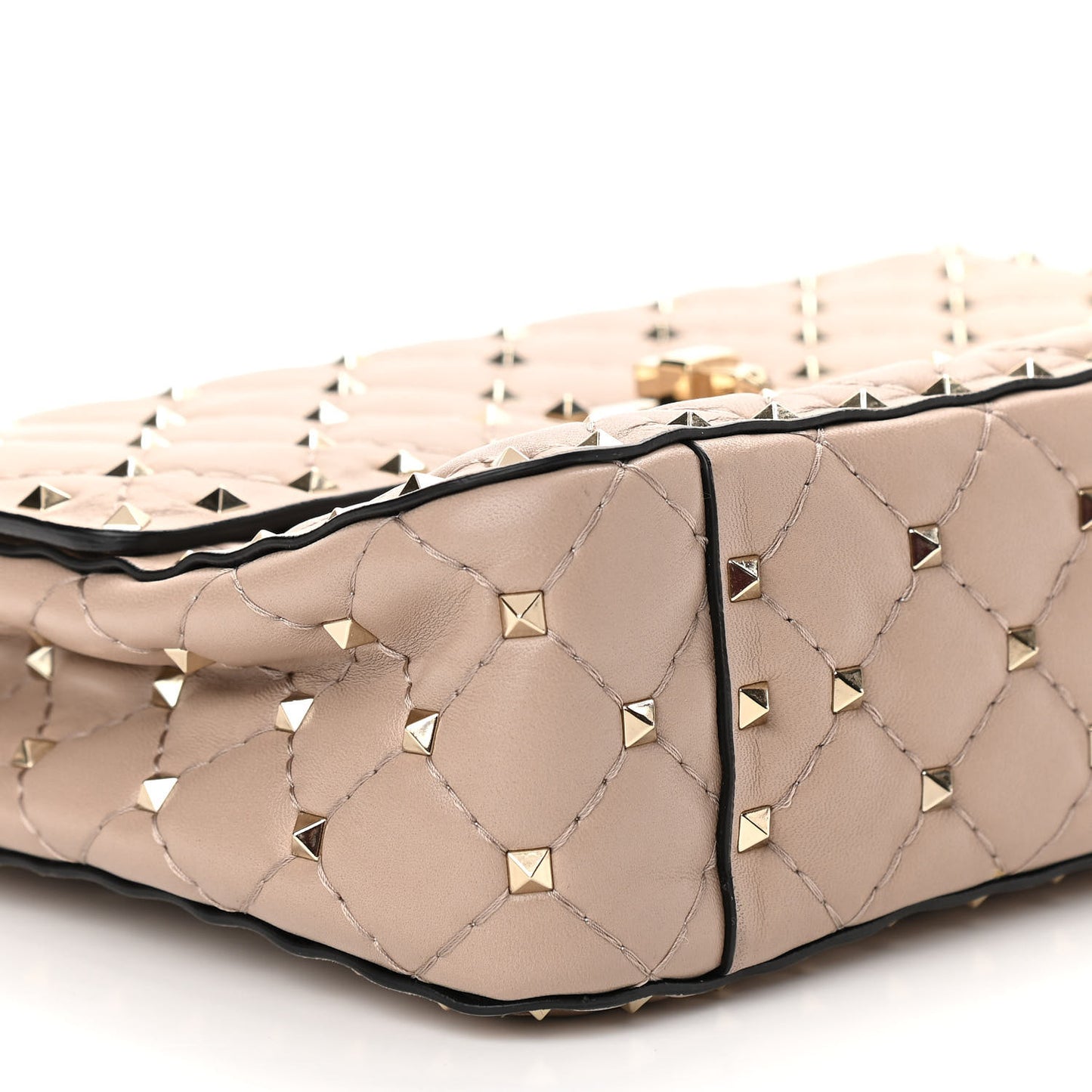 Lambskin Medium Rockstud Spike Shoulder Bag Poudre