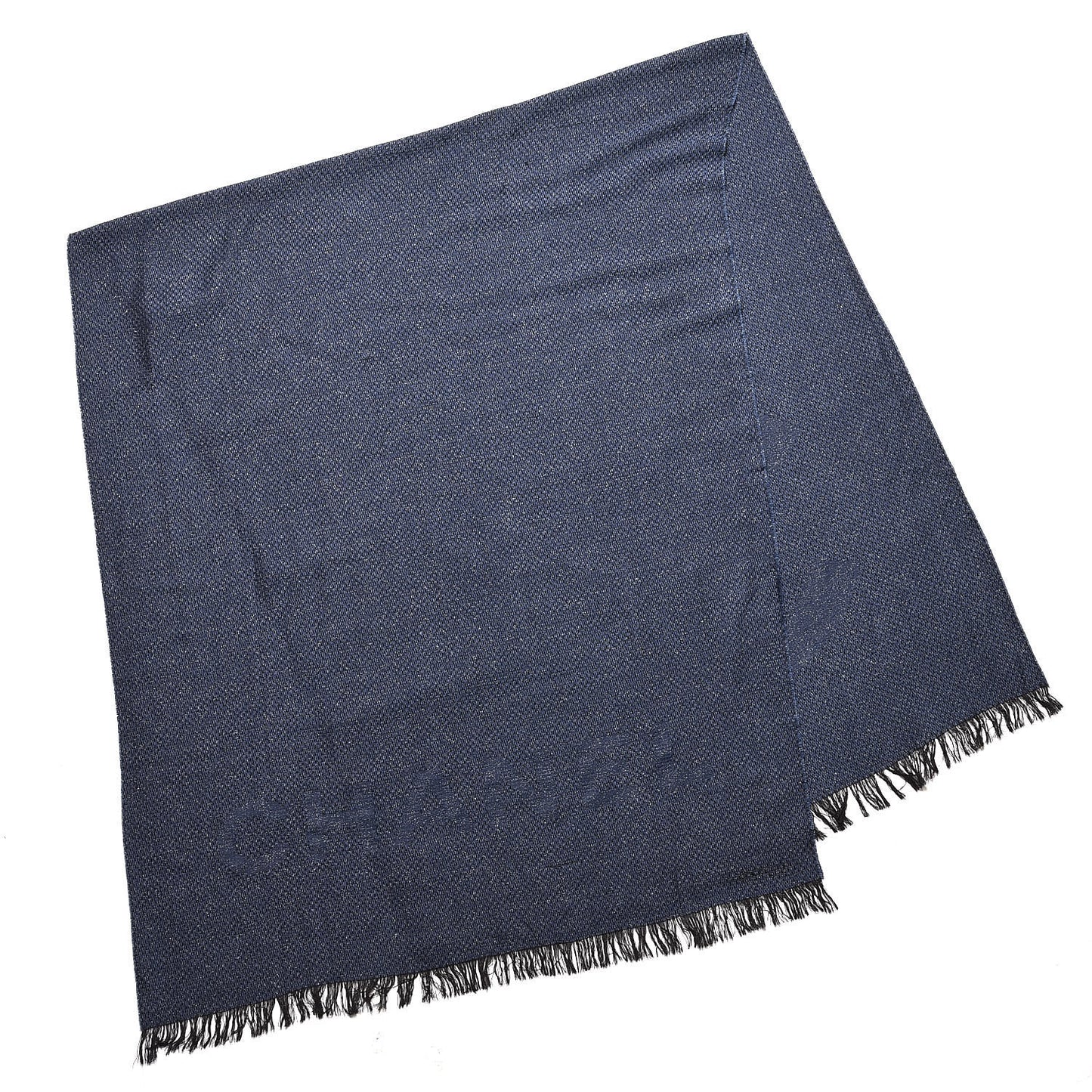 Cashmere Silk CC Fringe Scarf Blue