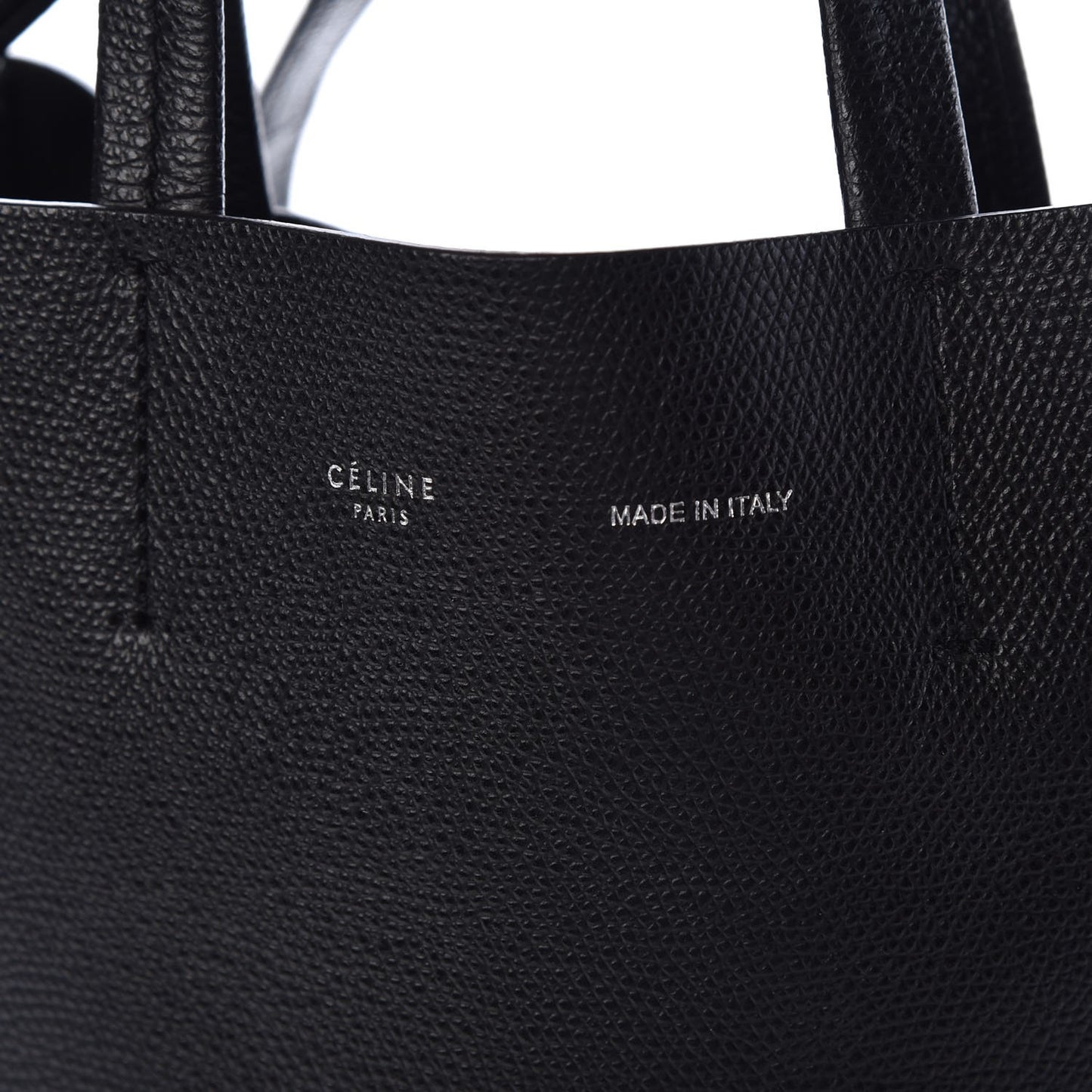 Grained Calfskin Small Vertical Cabas Black