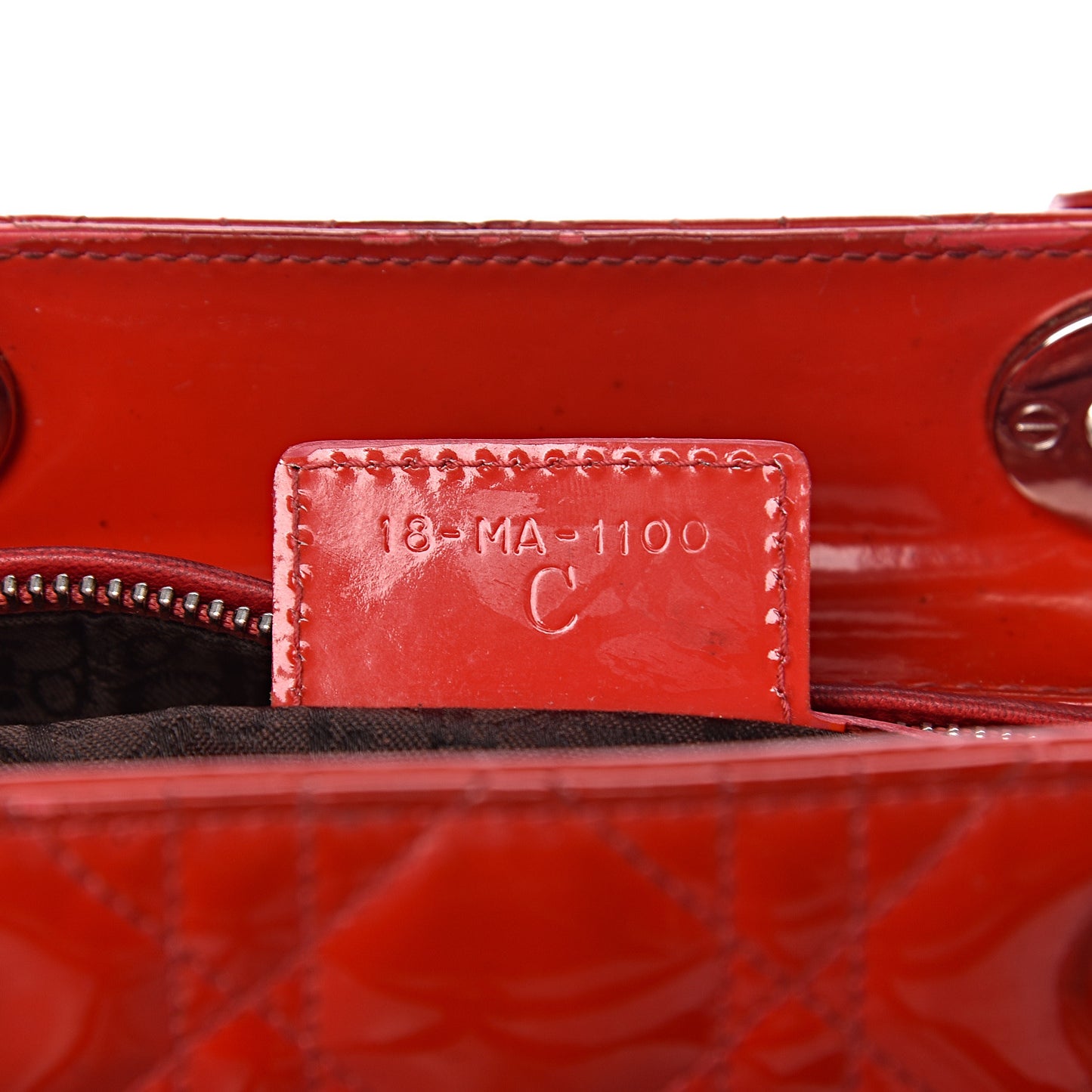 Patent Cannage Whipstitch Medium Lady Dior Red