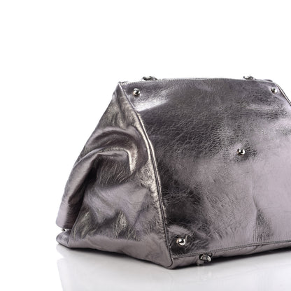 Chanel Metallic Cracked Calfskin Modern Chain Tote Dark Silver 6 of 10