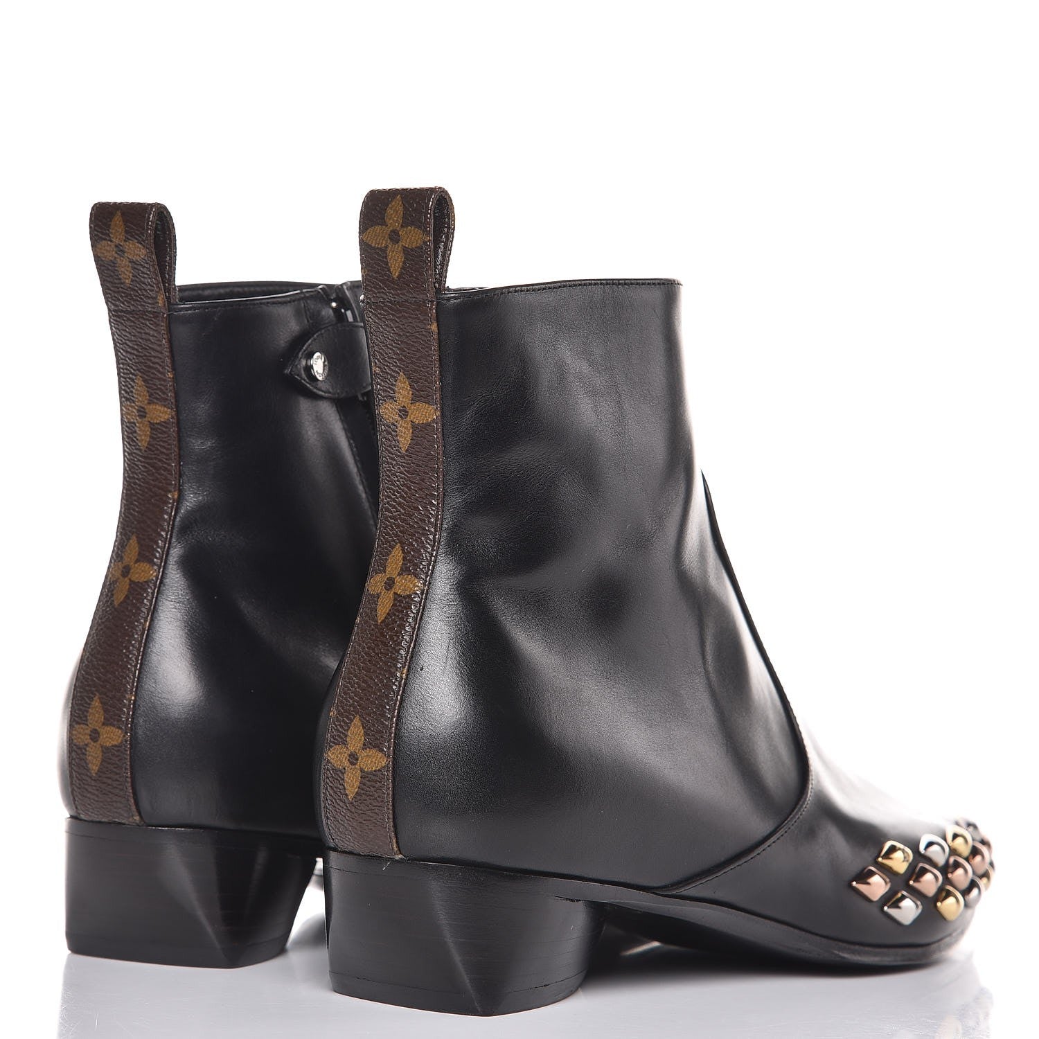 Louis Vuitton Calfskin Studded Gold Rush Flat Ankle Boots 38 Black 4 of 9