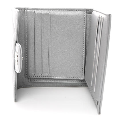 Chanel Metallic Lambskin Quilted Compact Flap Wallet Silver 5 of 11