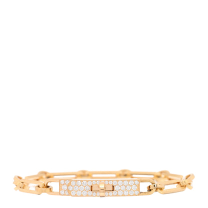 Hermes 18K Yellow Gold Diamond Pave PM Kelly Chaine Bracelet ST 1 of 4