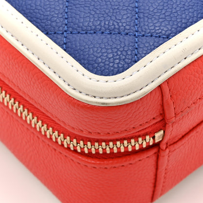Chanel Caviar Quilted Small CC Filigree Vanity Case Blue White Red 11 of 17