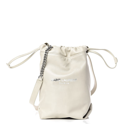 Saint Laurent Lambskin Small Teddy Bucket Bag White 3 of 10