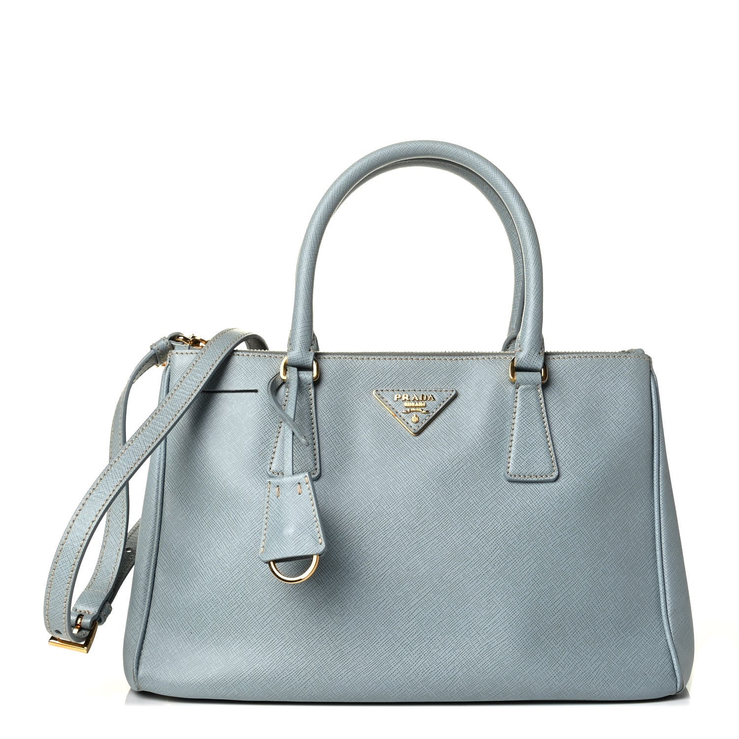 Prada Saffiano Small Galleria Double Zip Tote Lago 1 of 7