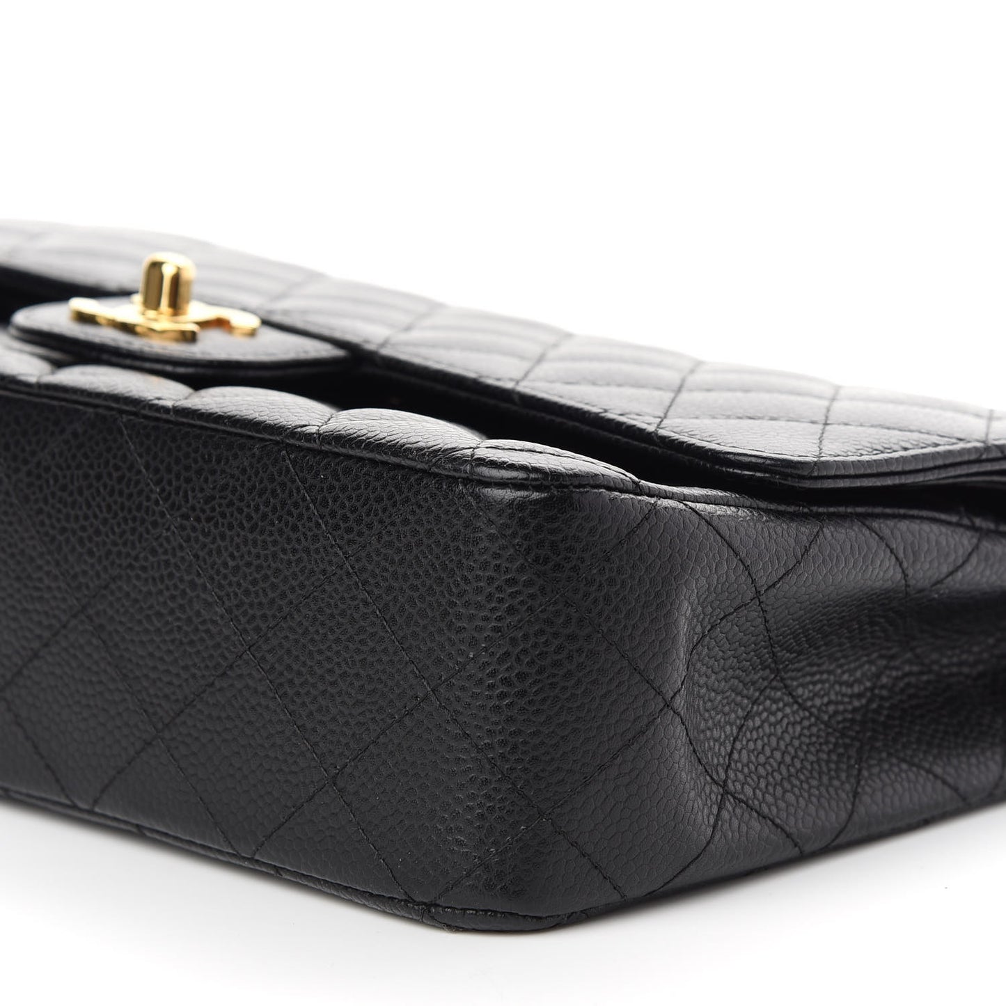 Caviar Quilted Medium Double Flap Black