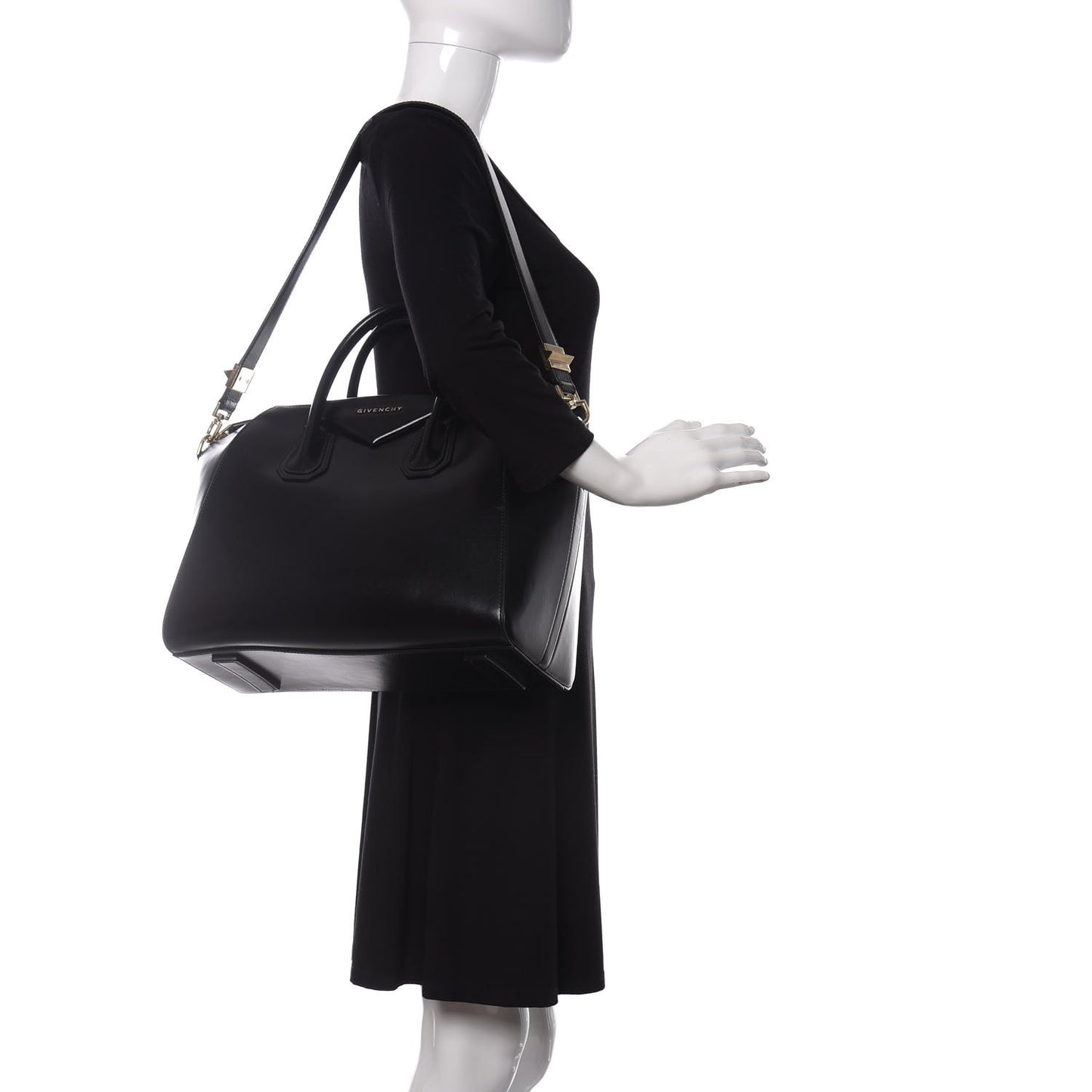 Shiny Lord Calfskin Medium Antigona Black