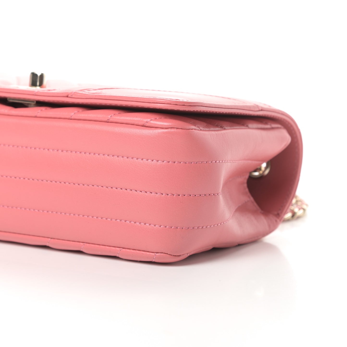 Calfskin Chevron Quilted Mini Statement Flap Pink