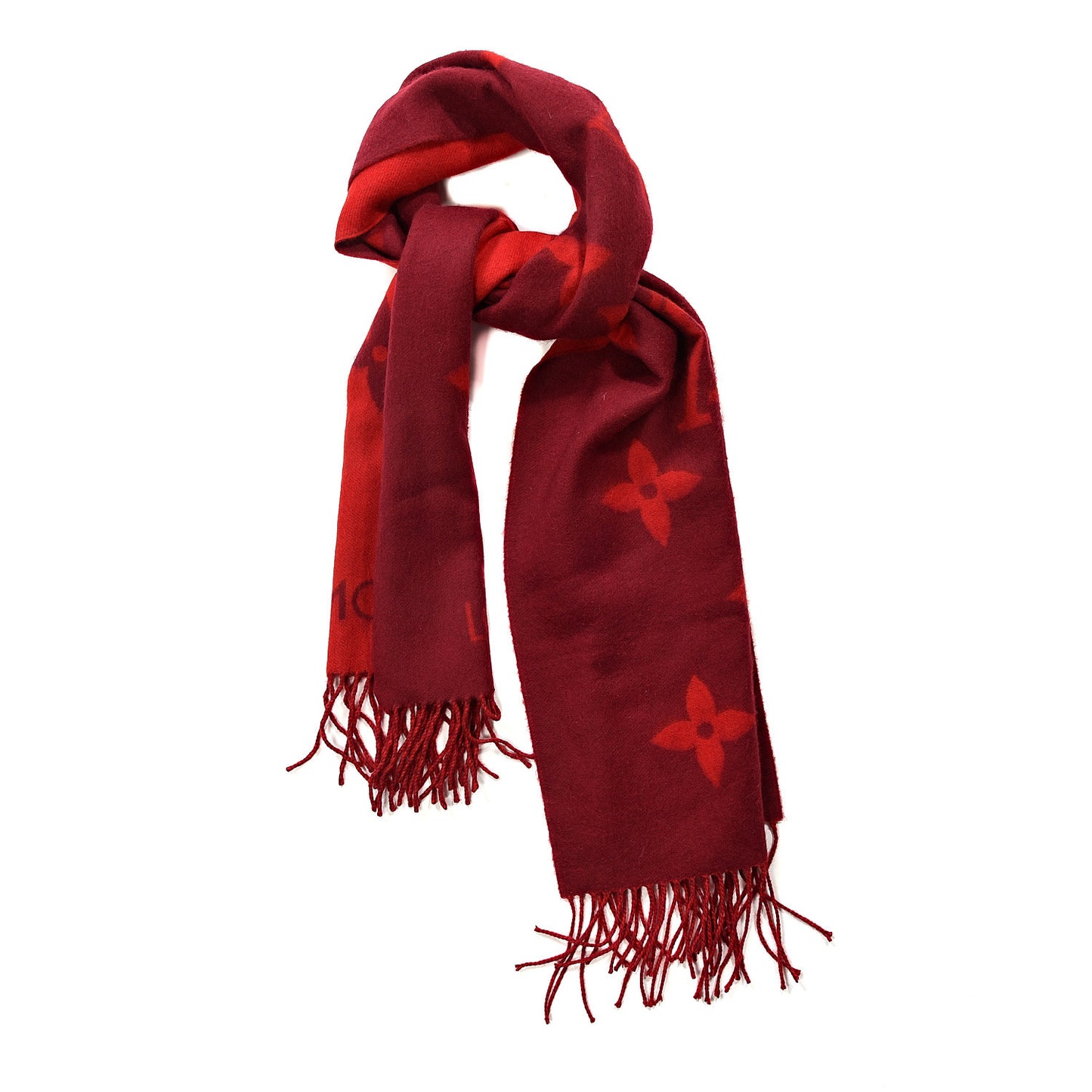 Cashmere Monogram Reykjavik Scarf Cherry