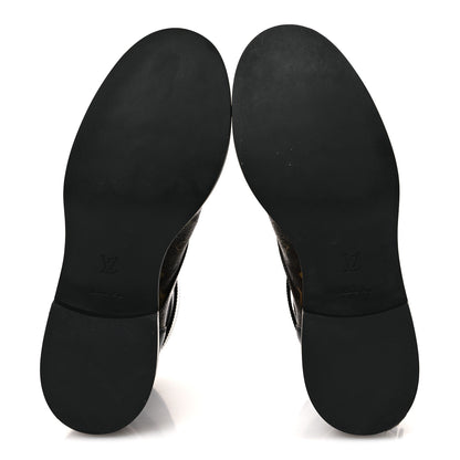 Louis Vuitton Calfskin Monogram Wonderland Flat Ranger Boots 37.5 Black 7 of 11