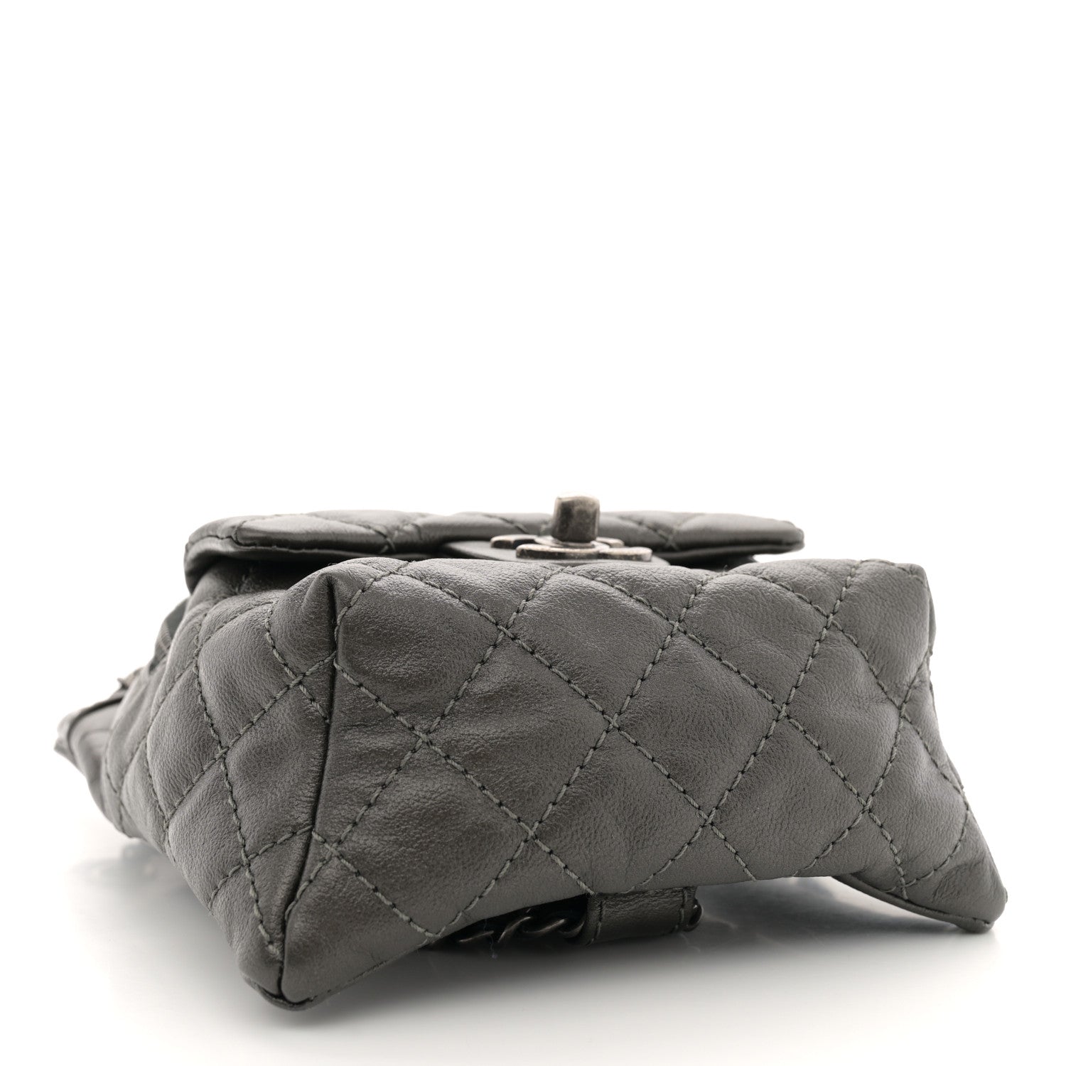Chanel Metallic Lambskin Quilted Drawstring Backpack Dark Grey 4 of 10