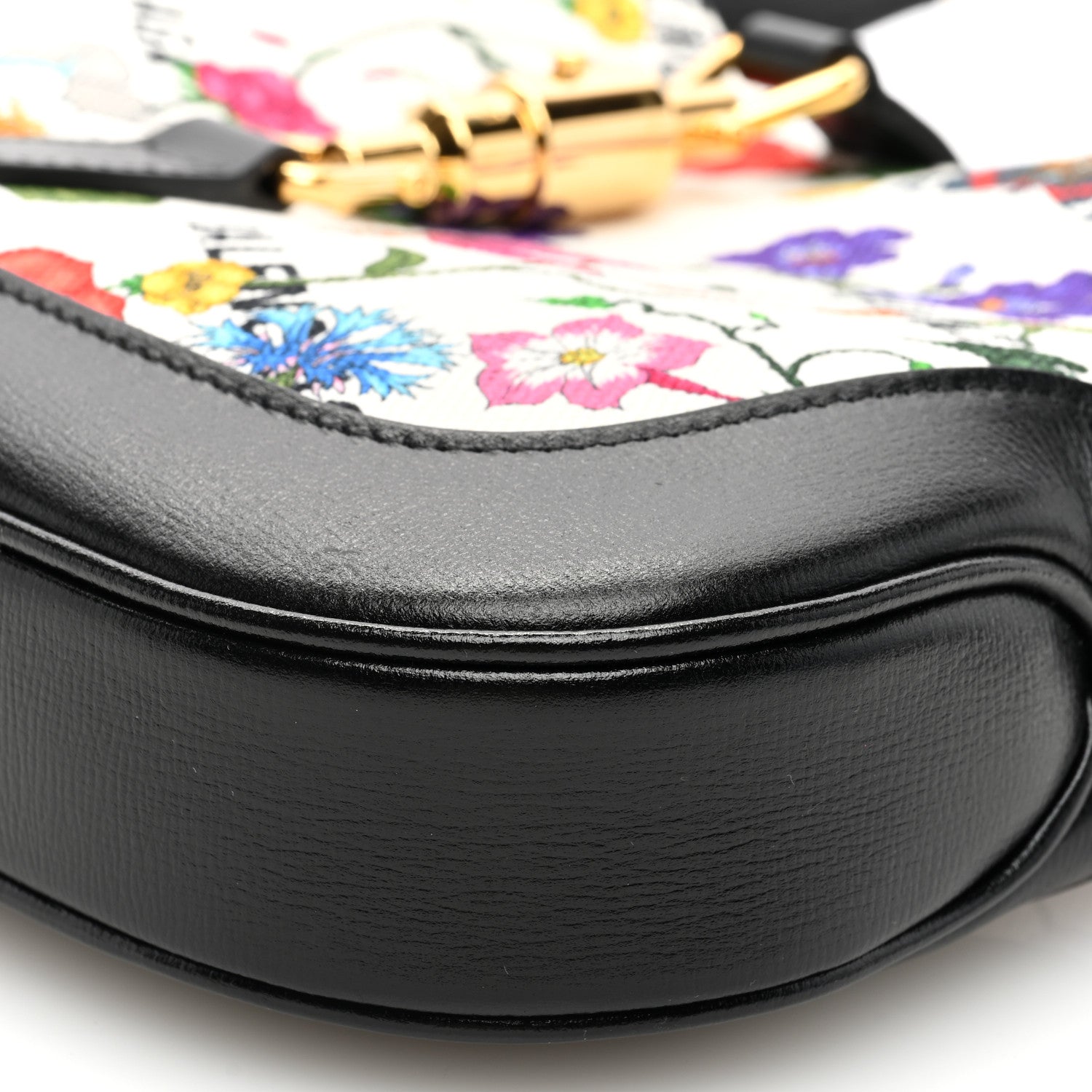Gucci X BALENCIAGA Canvas Boarded Pluton Calfskin Flora Logo Print Small Jackie 1961 Hobo White Multicolor Black 9 of 9