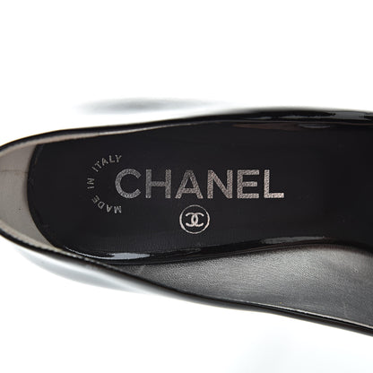 Chanel Patent Open Toe CC Pumps 37 Black 6 of 10