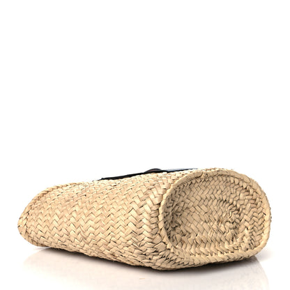 Loewe Raffia Small Basket Tote Bag Natural Tan Navy 3 of 7
