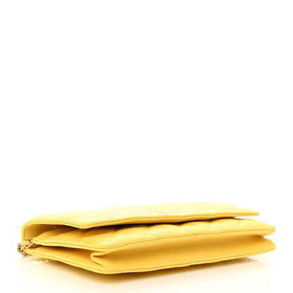 Chanel Lambskin Quilted Wallet on Chain WOC Yellow 4 of 13