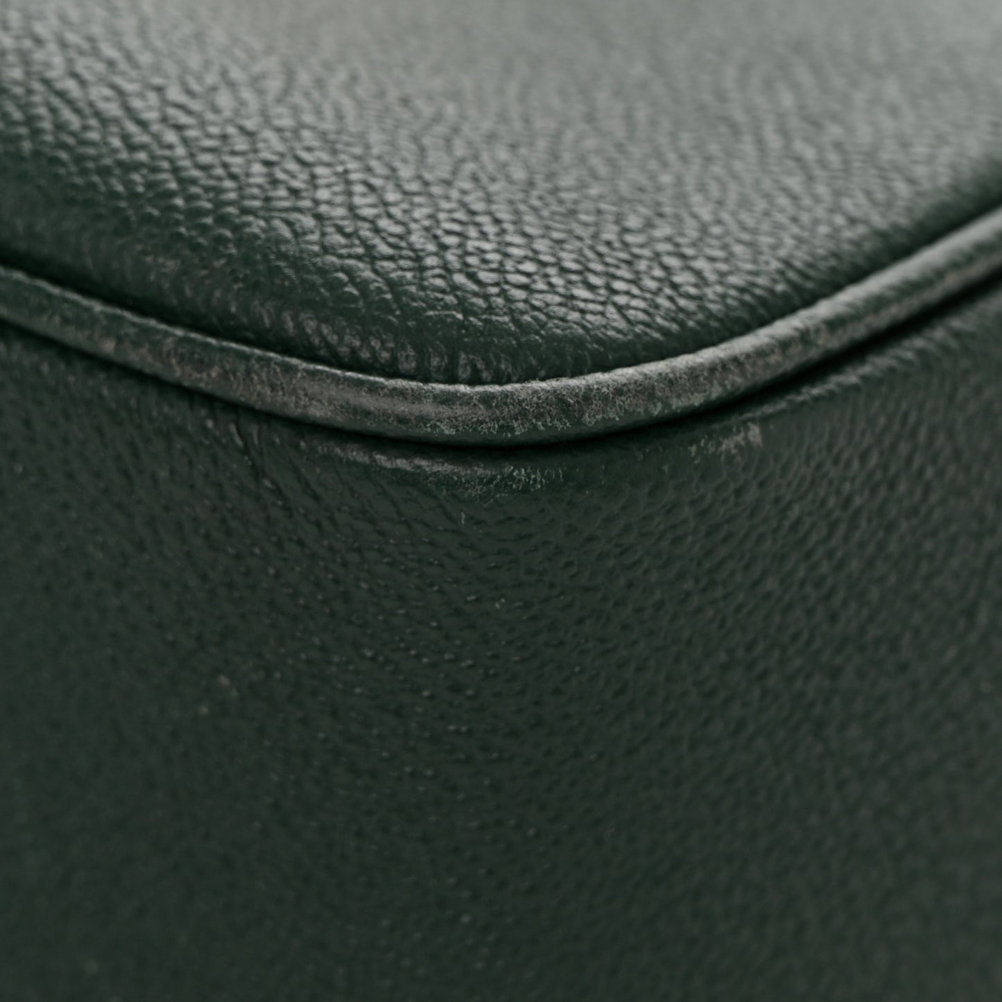 Soft Grain Calfskin Small Buckle Zip Bag Green