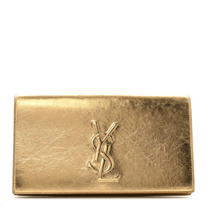 Saint Laurent Metallic Calfskin Monogram Large Belle De Jour Clutch Gold 1 of 14