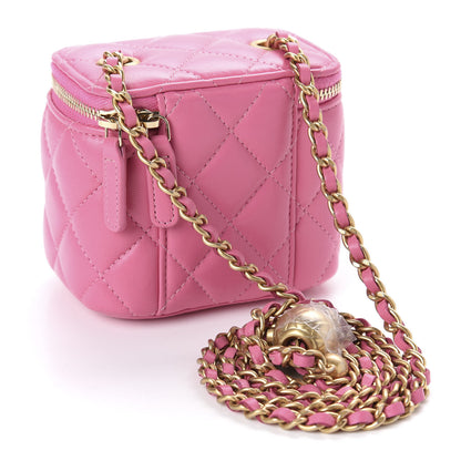 Chanel Lambskin Quilted Pearl Crush Mini Vanity Case With Chain Pink 3 of 11