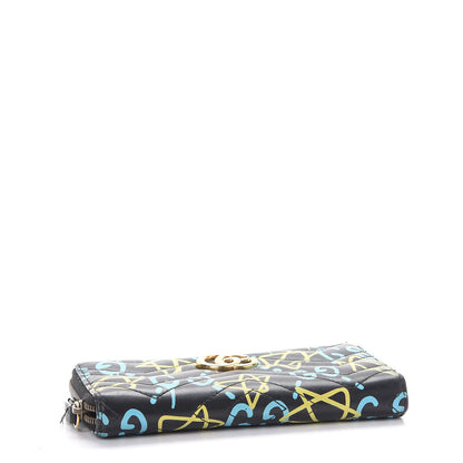 Gucci Calfskin Matelasse GucciGhost GG Marmont Zip Around Wallet Black New Acquamarine 4 of 11