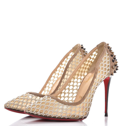 Christian Louboutin Fishnet Mesh Suede Guni 100 Spiked Pumps 39 3 of 14