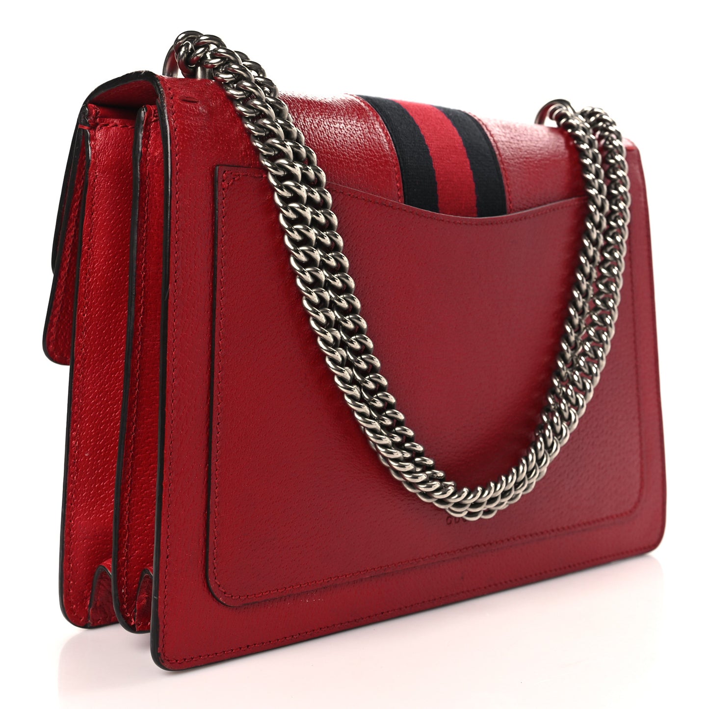 Textured Calfskin Web Medium Dionysus Shoulder Bag Hibiscus Red