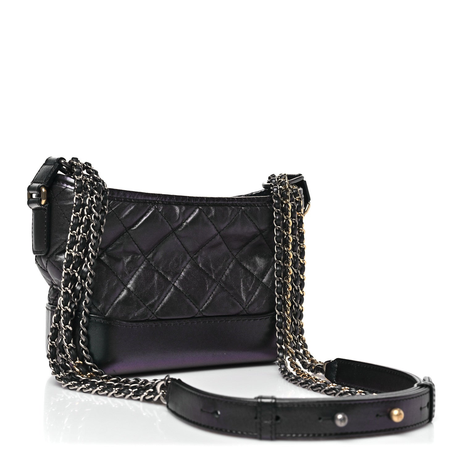 Chanel Iridescent Aged Calfskin Quilted Small Gabrielle Hobo Black 3 of 10