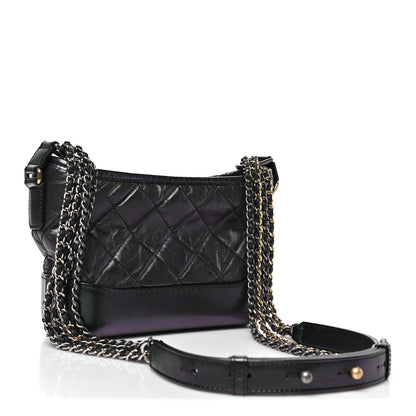 Chanel Iridescent Aged Calfskin Quilted Small Gabrielle Hobo Black 3 of 10