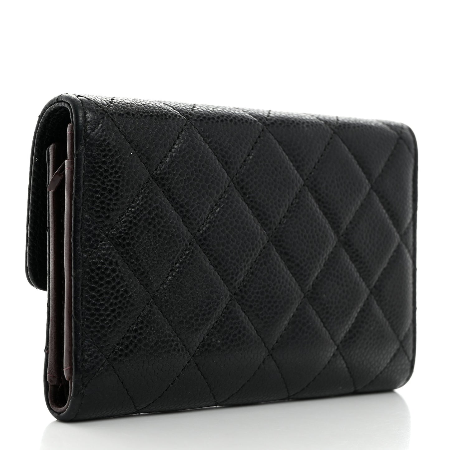 Caviar Quilted Medium Flap Wallet Black