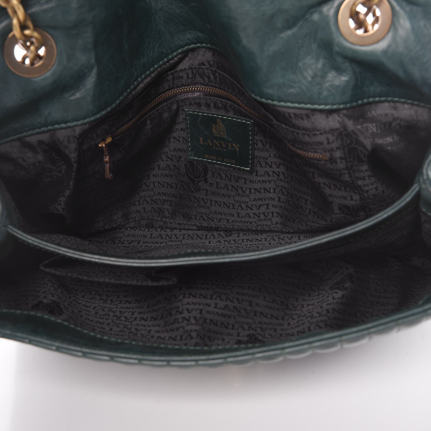 Lanvin Calfskin Quilted Large Happy Shoulder Bag Forest 6 of 9