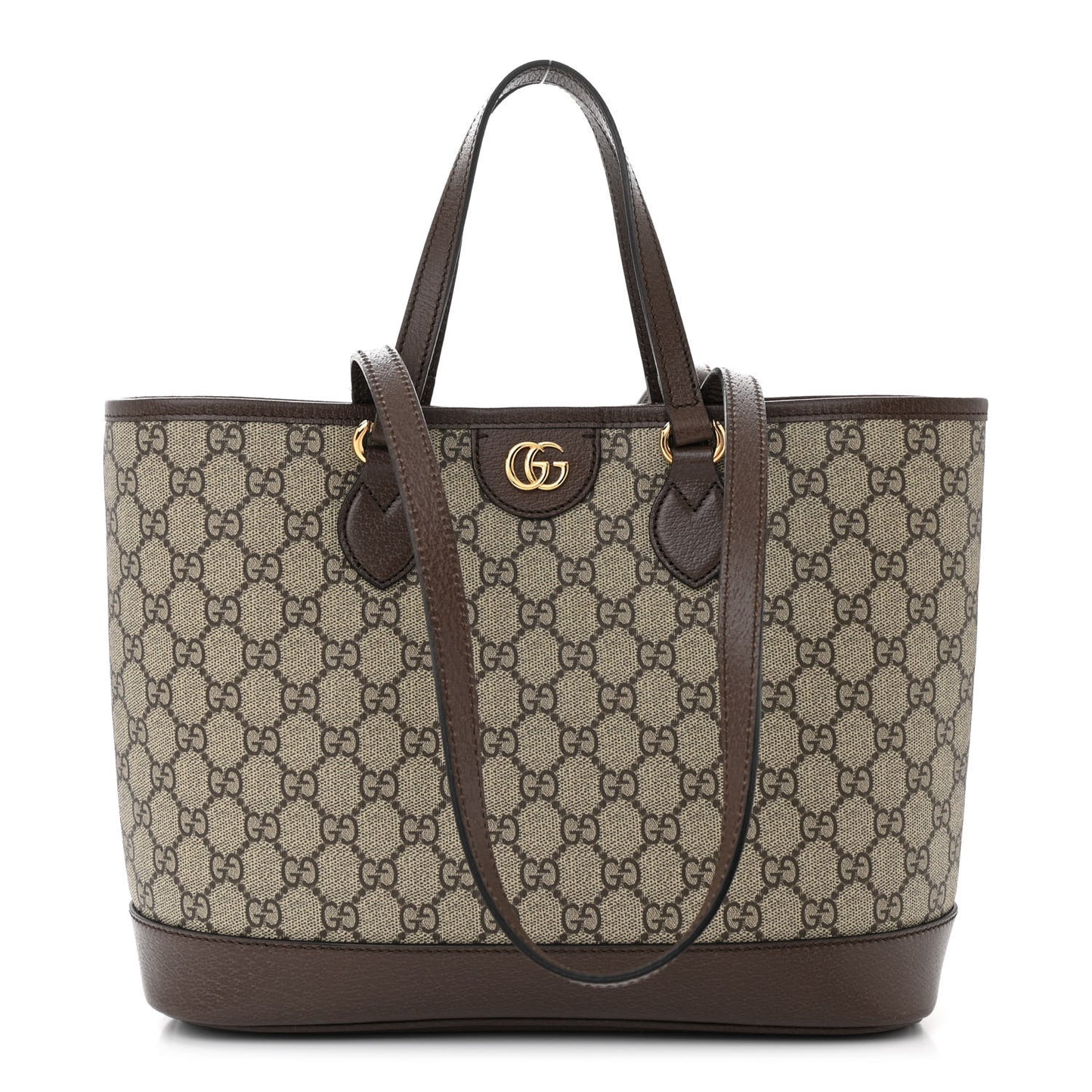 GG Supreme Monogram Textured Calfskin Small Ophidia Shoulder Tote Bag Beige Ebony New Acero