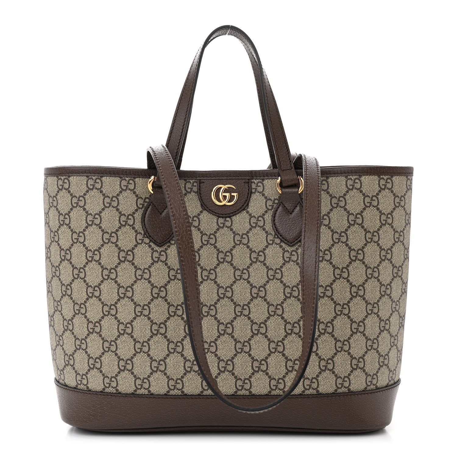 Gucci GG Supreme Monogram Textured Calfskin Small Ophidia Shoulder Tote Bag Beige Ebony New Acero 1 of 10