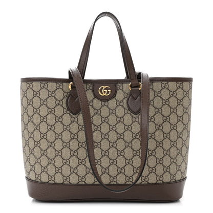 Gucci GG Supreme Monogram Textured Calfskin Small Ophidia Shoulder Tote Bag Beige Ebony New Acero 1 of 10