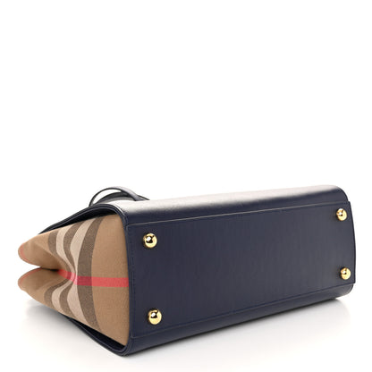 Burberry Calfskin Mega Check Small Banwell Tote Dark Canvas Blue 4 of 9