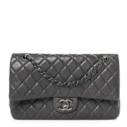 Chanel Lambskin Quilted Medium Double Flap Dark Grey 1 of 12