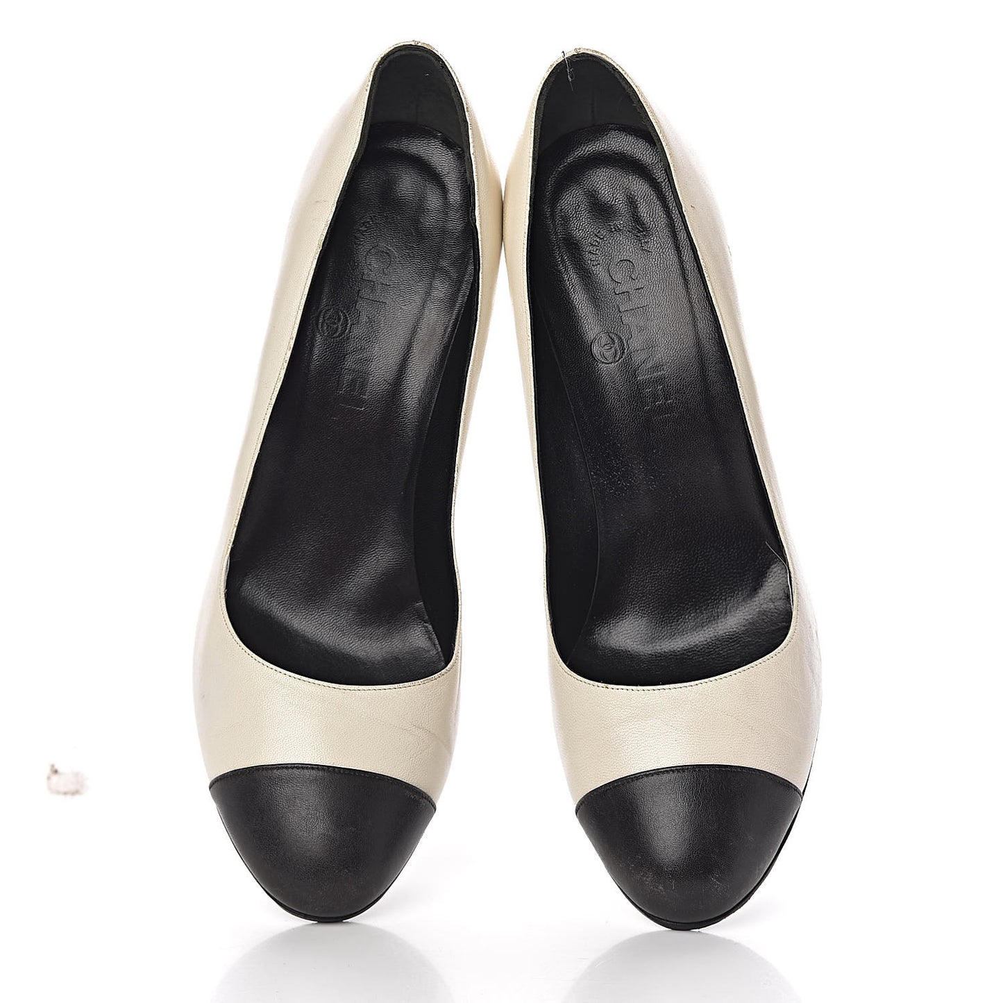Lambskin Cap Toe Pumps 38 White Black