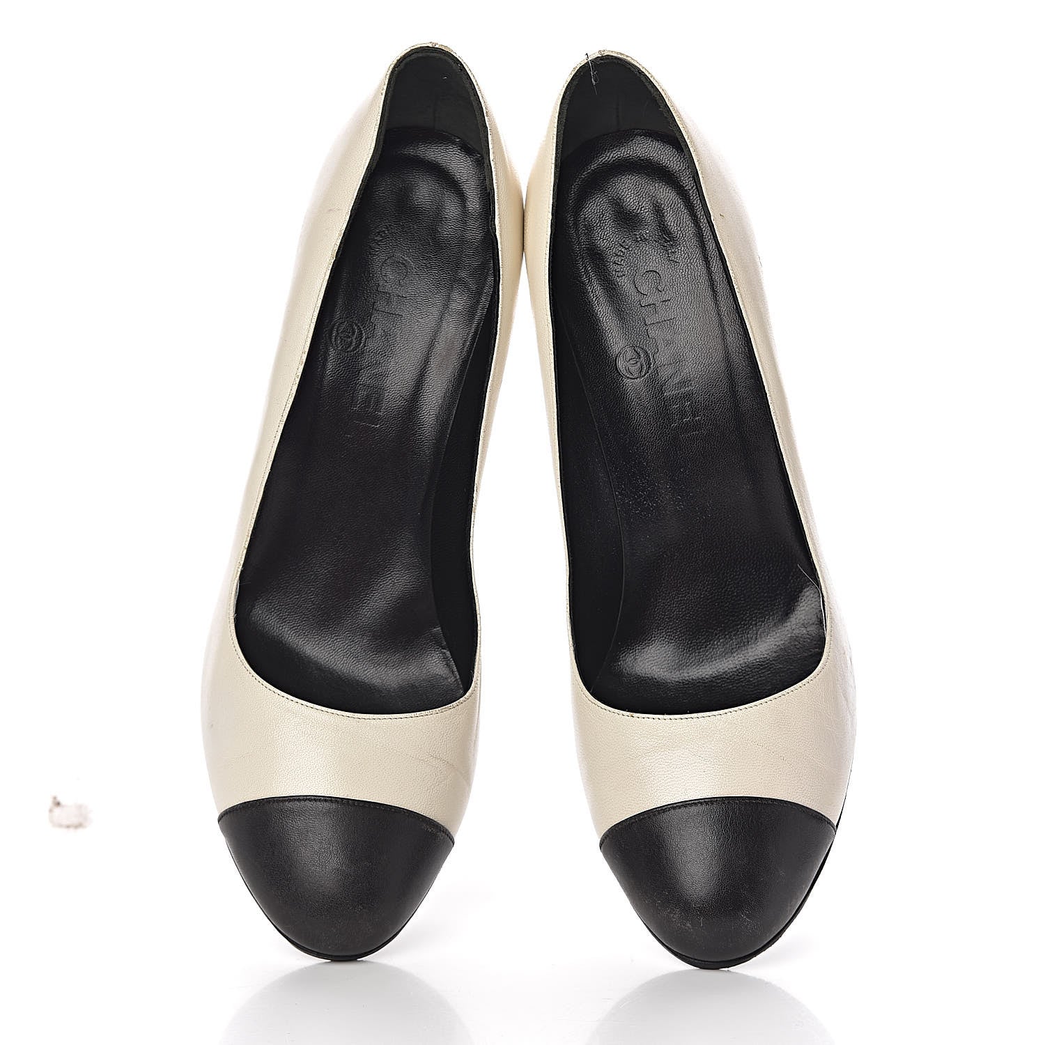 Chanel Lambskin Cap Toe Pumps 38 White Black 8 of 20