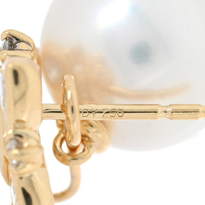 David Yurman 18K Yellow Gold Diamond South Sea Pearl Renaissance Trillion Drop Earrings 4 of 4