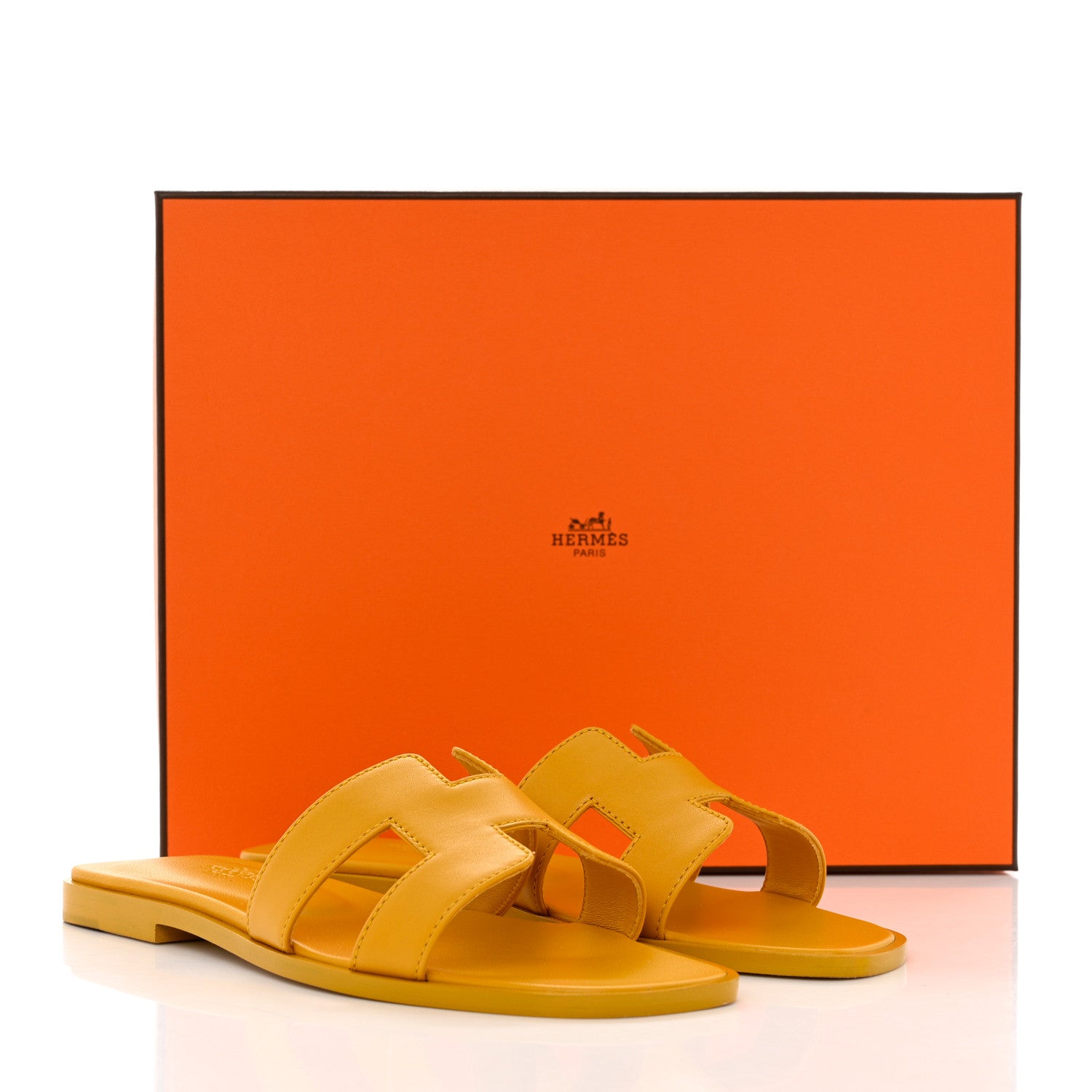 Hermes Calfskin Oran Sandals 36 Jaune Citron 9 of 9