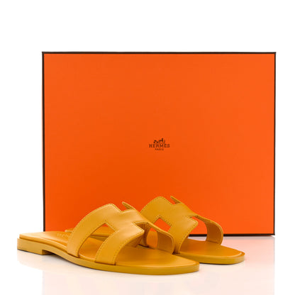 Hermes Calfskin Oran Sandals 36 Jaune Citron 9 of 9