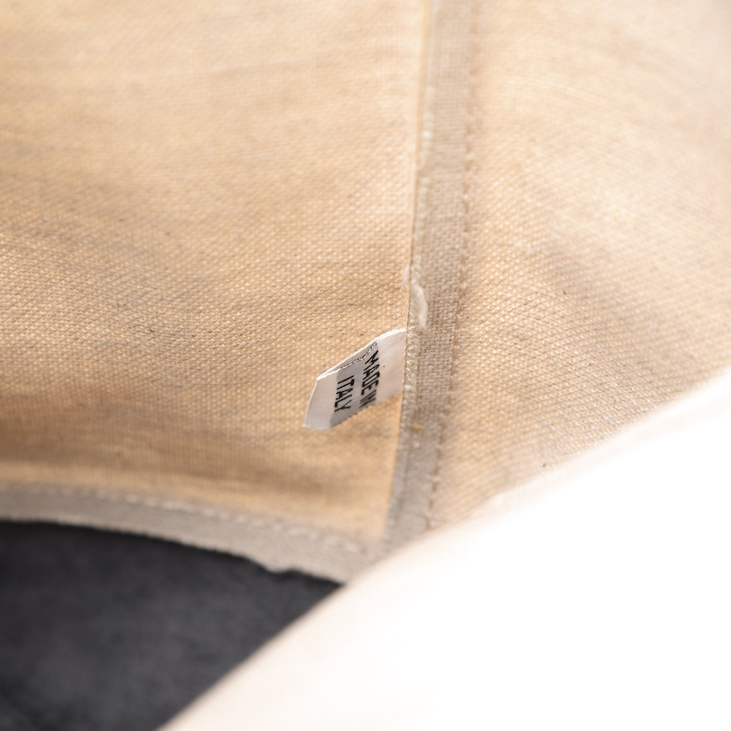 Canvas Calfskin Bucket Bag Creme Black