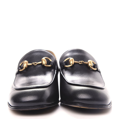 Gucci Goatskin Womens Horsebit Mid-Heel Loafers 36 Black 2 of 11