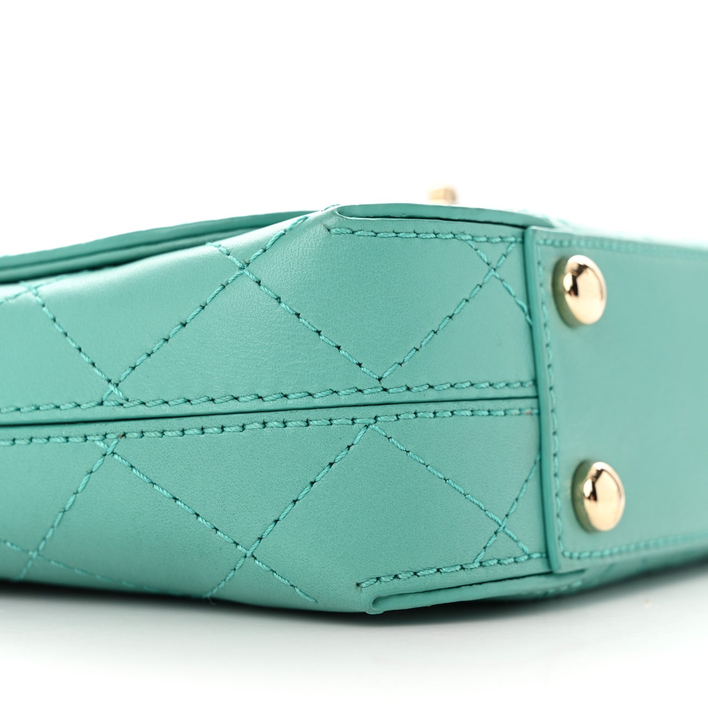 Calfskin Stitched Small Covered CC Flap Bag Green
